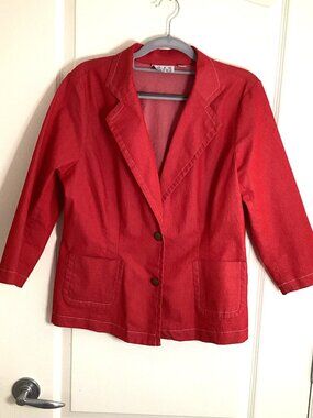 Joan Rivers Women's Red Button Down Jacket Size M Pockets Lightweight